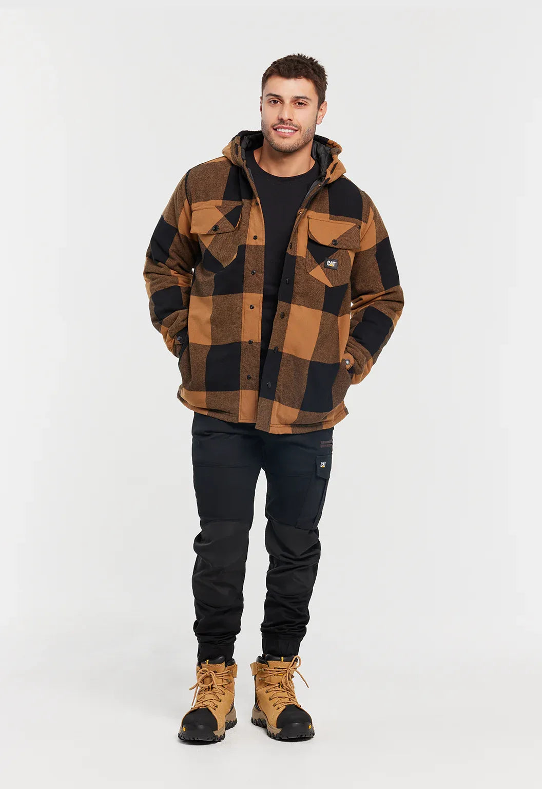 Hooded Flannel Shirt Jacket | CAT Workwear Australia