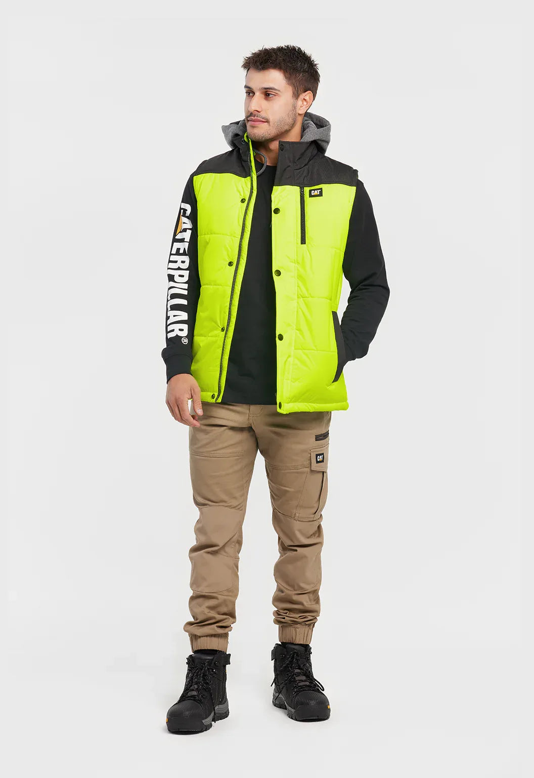 Hi-Vis Hooded Work Vest | CAT Workwear Australia