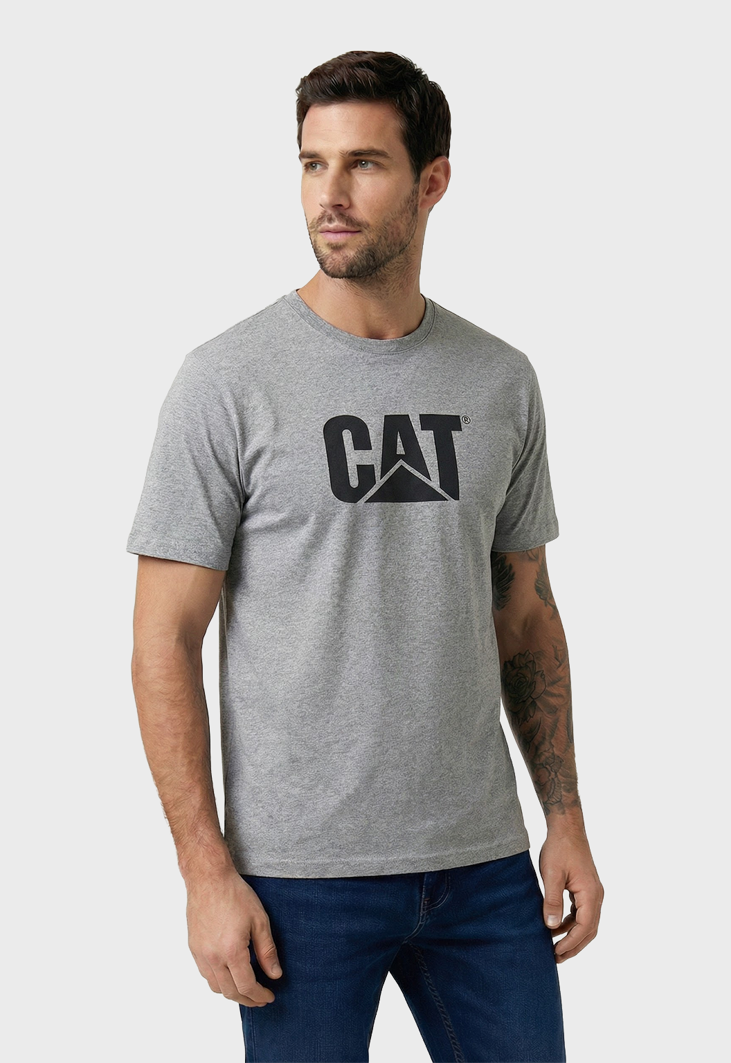 CAT Logo Tee - Dark Heather Grey/Washed Black