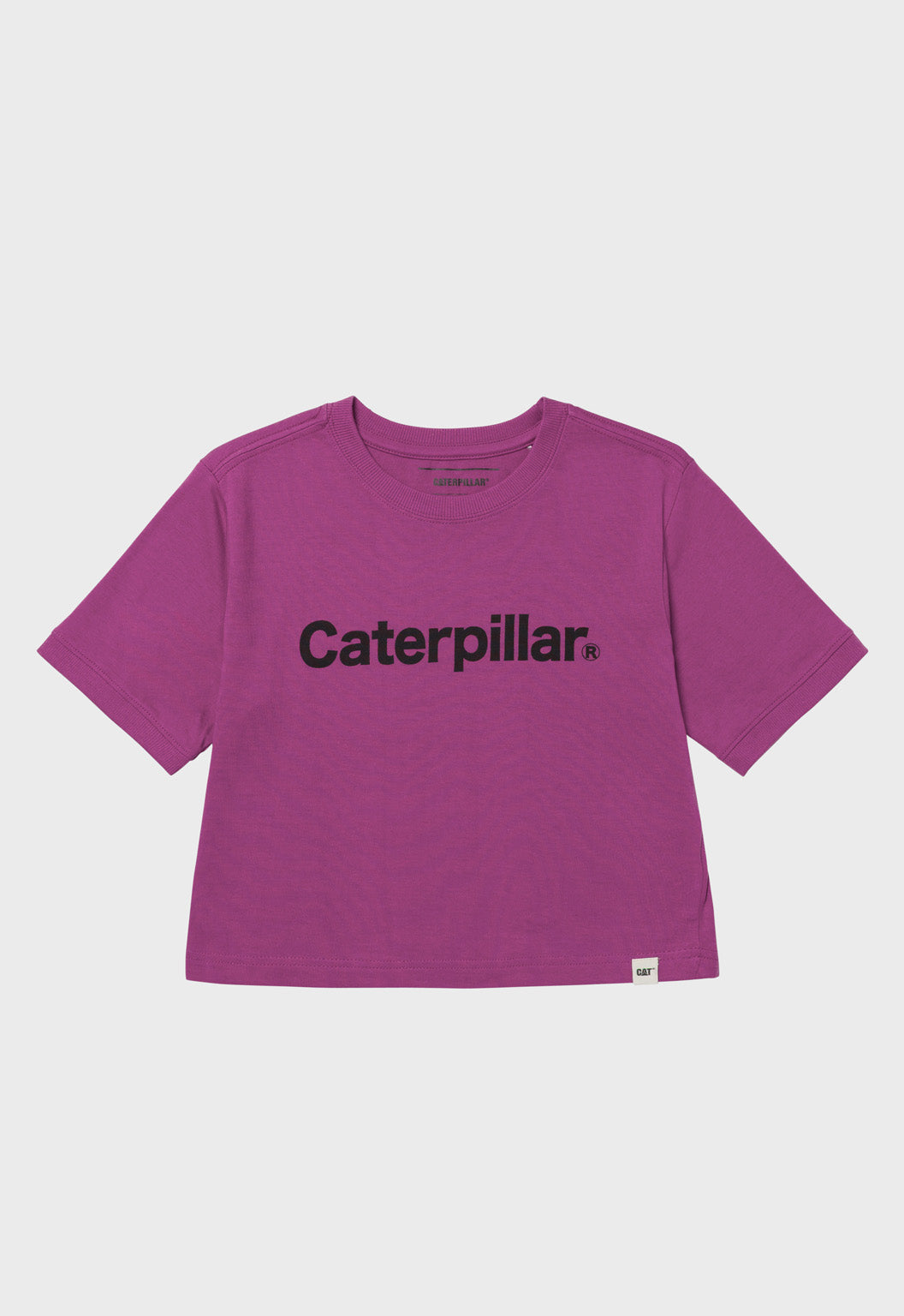 Womens CAT Ringer Crop Graphic Tee - Deep Orchid | CAT Workwear Australia