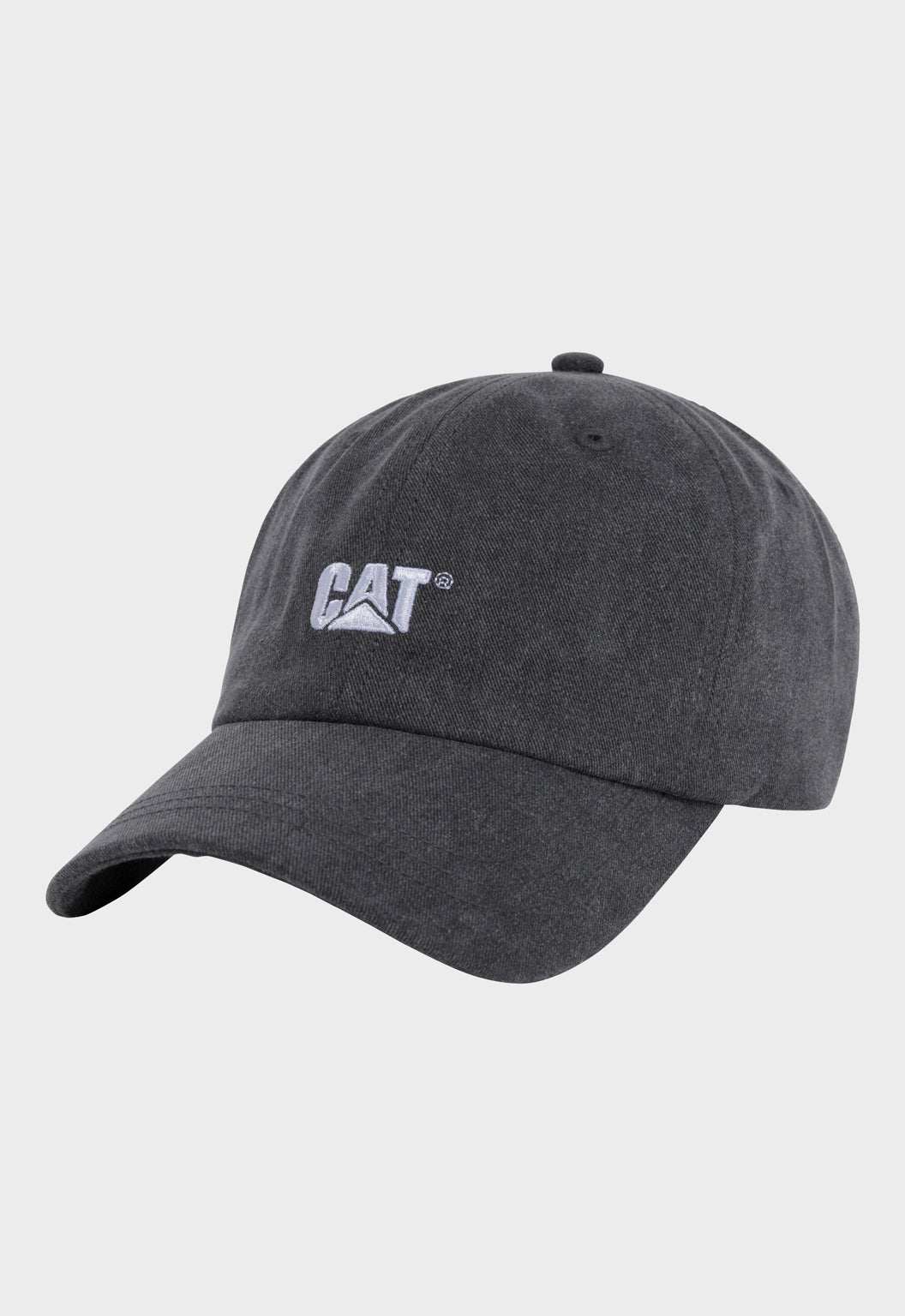 CAT 6 Panel Unstructured Logo Hat - Pitch Black/White