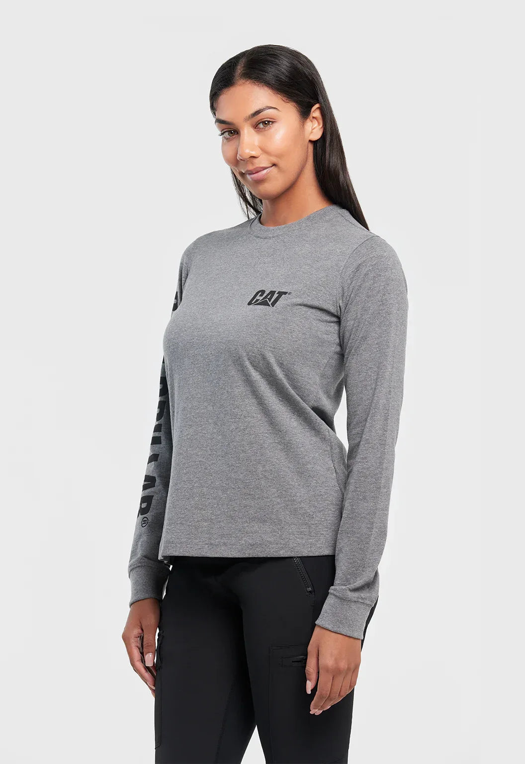 Womens LS Trademark Banner Tee | CAT Workwear Australia