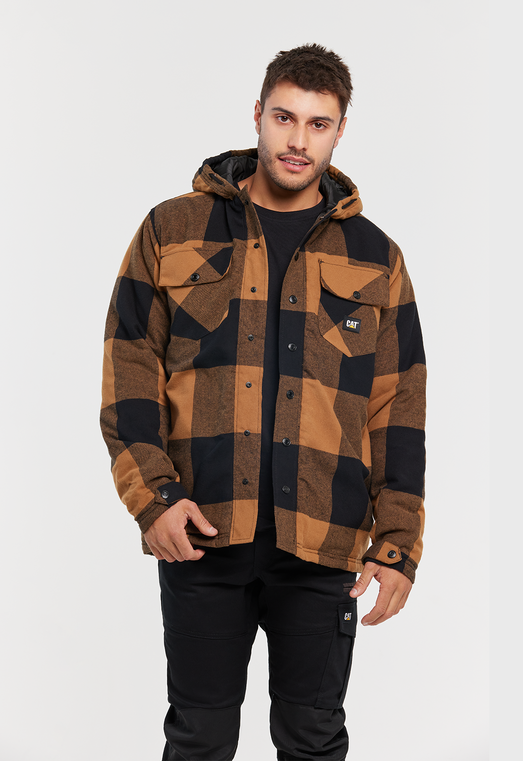 Hooded Flannel Shirt Jacket