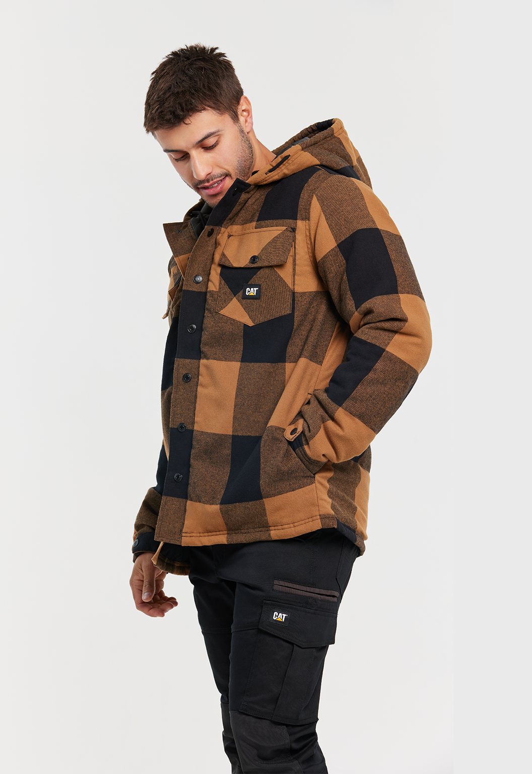 Hooded Flannel Shirt Jacket