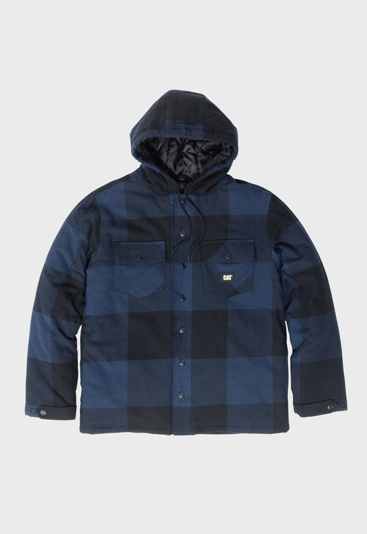 Hooded Flannel Shirt Jacket - Detroit Blue/Black