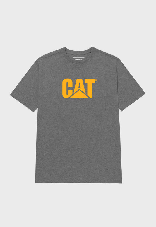 CAT Logo Tee - Dark Heather Grey-Yellow