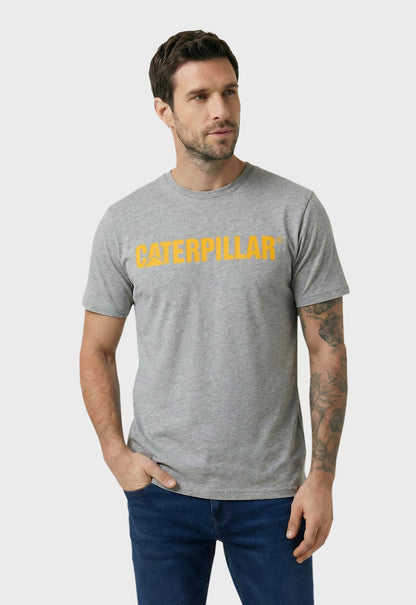 Caterpillar Logo Tee - Heather Grey/Yellow