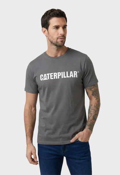 Caterpillar Logo Tee - Smoked Pearl/White