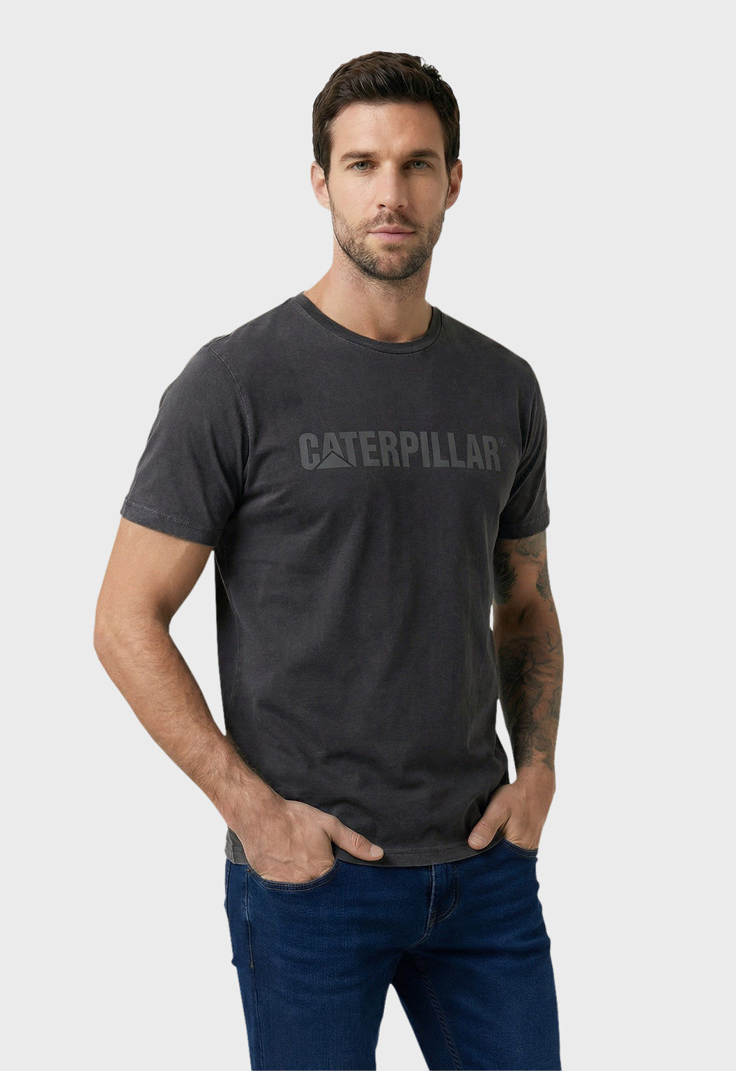 Caterpillar Logo Tee - Washed Black/Black