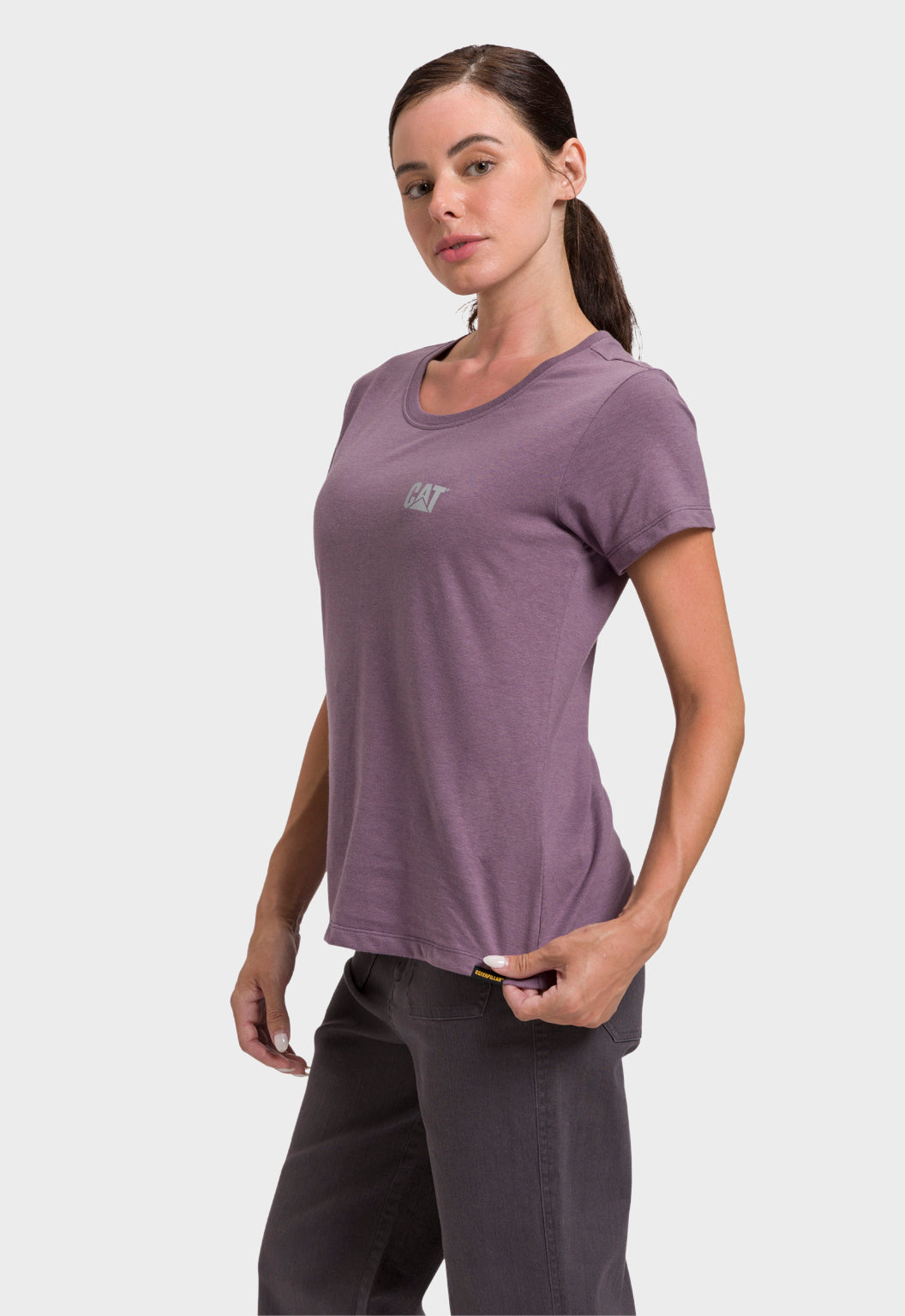 Womens CAT Logo Tee - Purple Sage/Neutral Gray