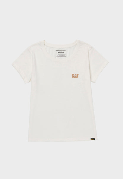 Womens CAT Logo Tee - Vanilla/Tonal
