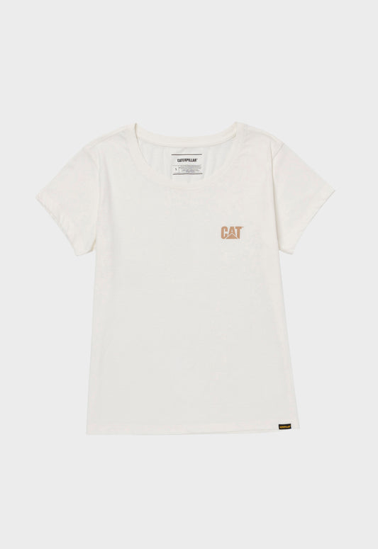 Womens CAT Logo Tee - Vanilla/Tonal