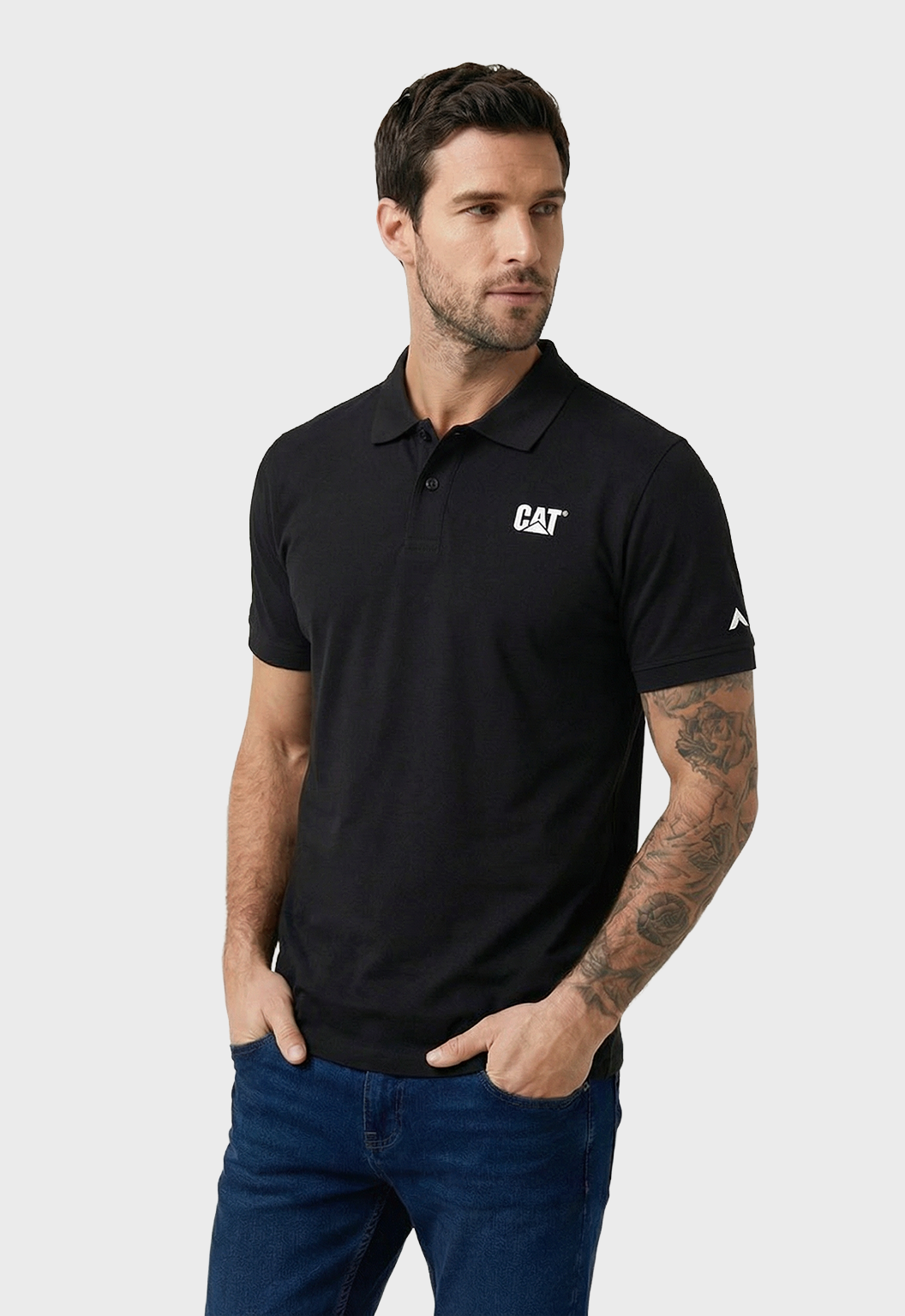 CAT Logo Jersey Polo - Pitch Black