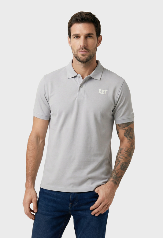 CAT Logo Jersey Polo - Silver Lake