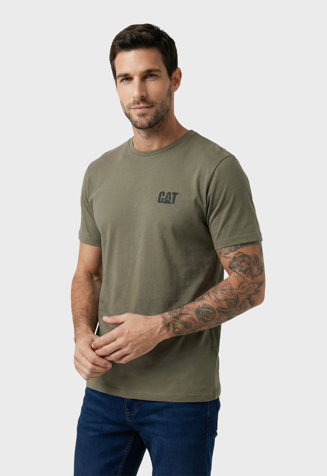 CAT Small Logo Tee - Dusty Olive/Washed Black