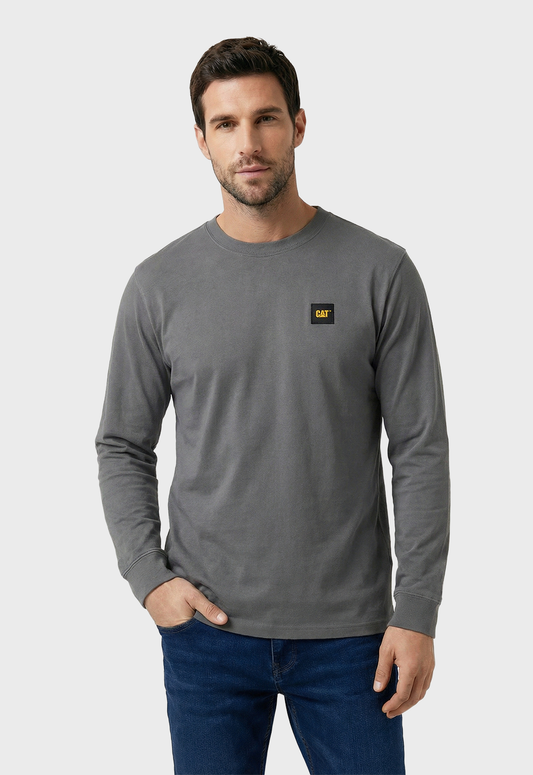 CAT Patch Long Sleeve Tee - Smoked Pearl