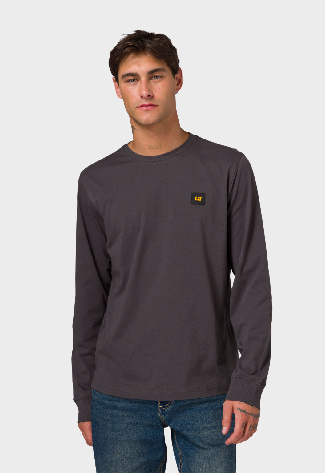 CAT Patch Long Sleeve Tee - Washed Black