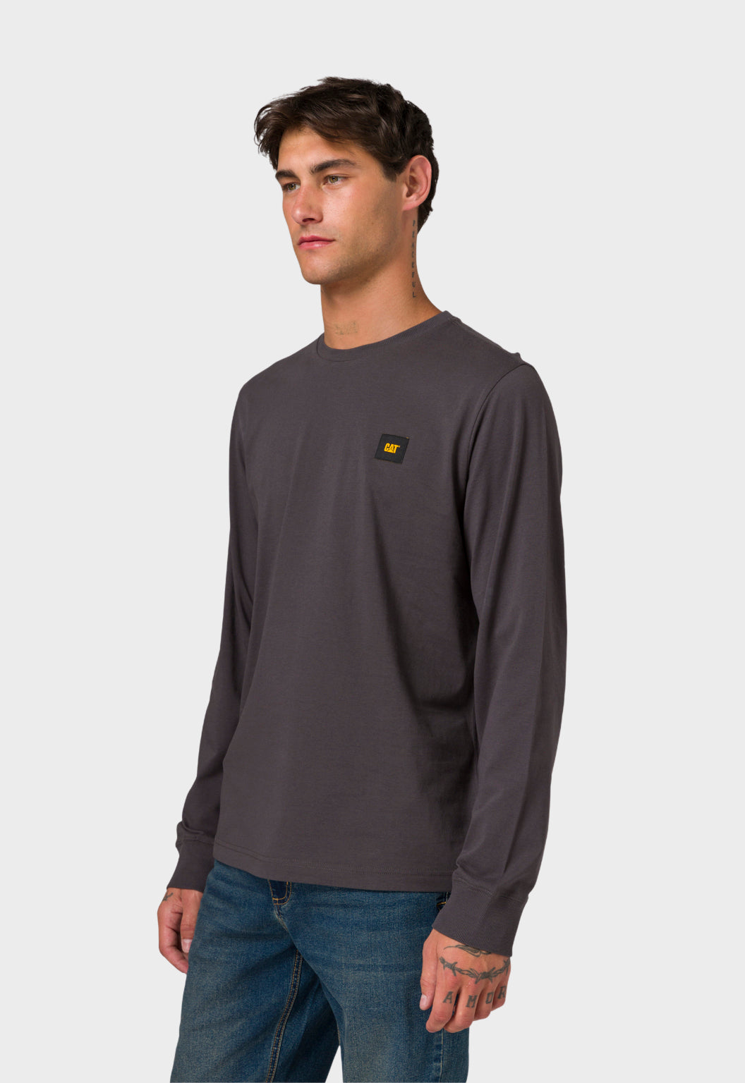 CAT Patch Long Sleeve Tee - Washed Black