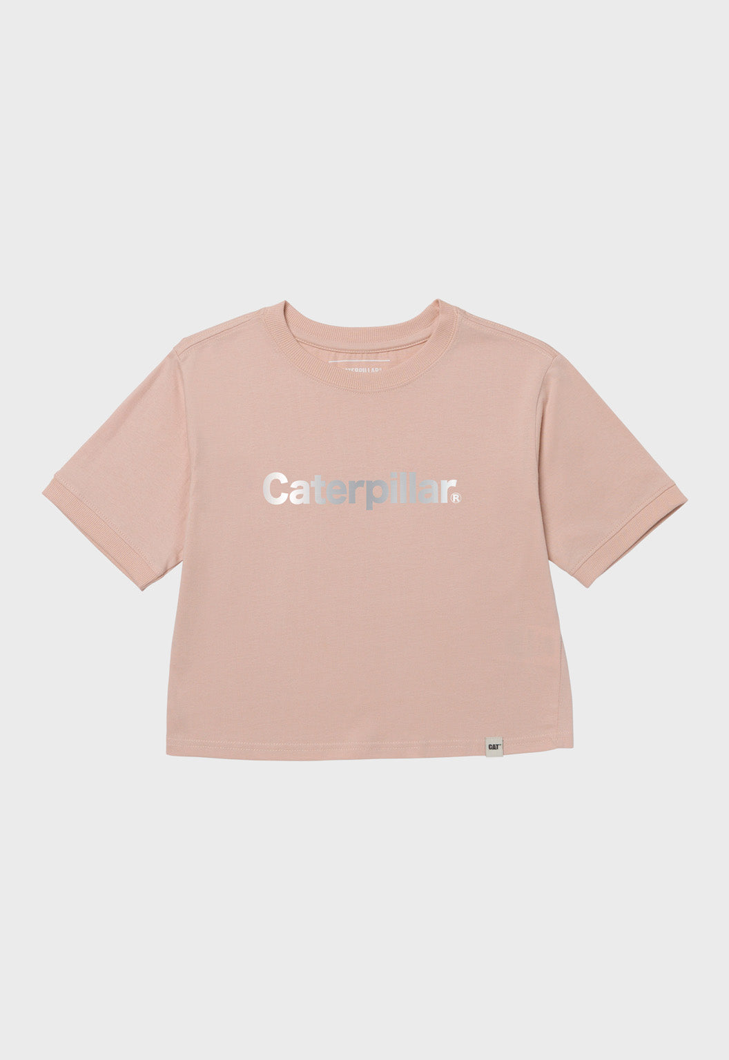 Womens Crop Metallic Graphic Tee - Rose Dust | CAT Workwear Australia