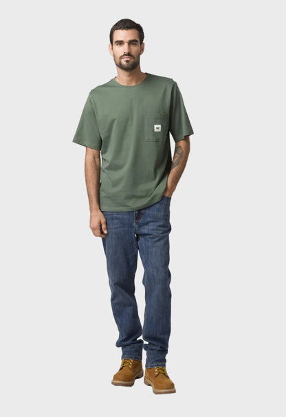 Solid Pocket Label Tee - Duck Green