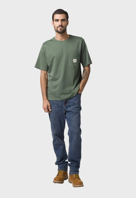 Solid Pocket Label Tee - Duck Green