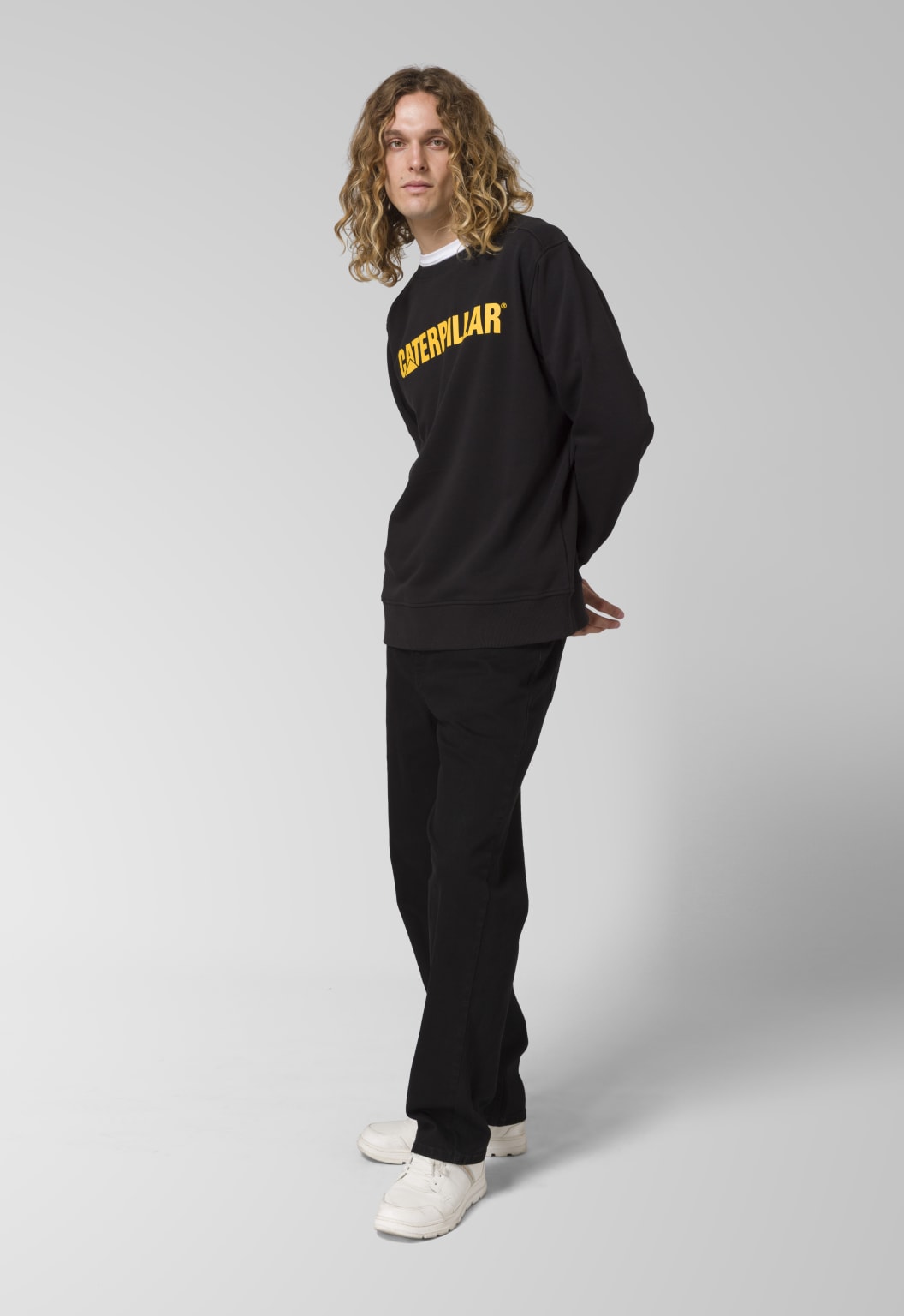 CAT Logo Crewneck Sweatshirt - Pitch Black/Yellow