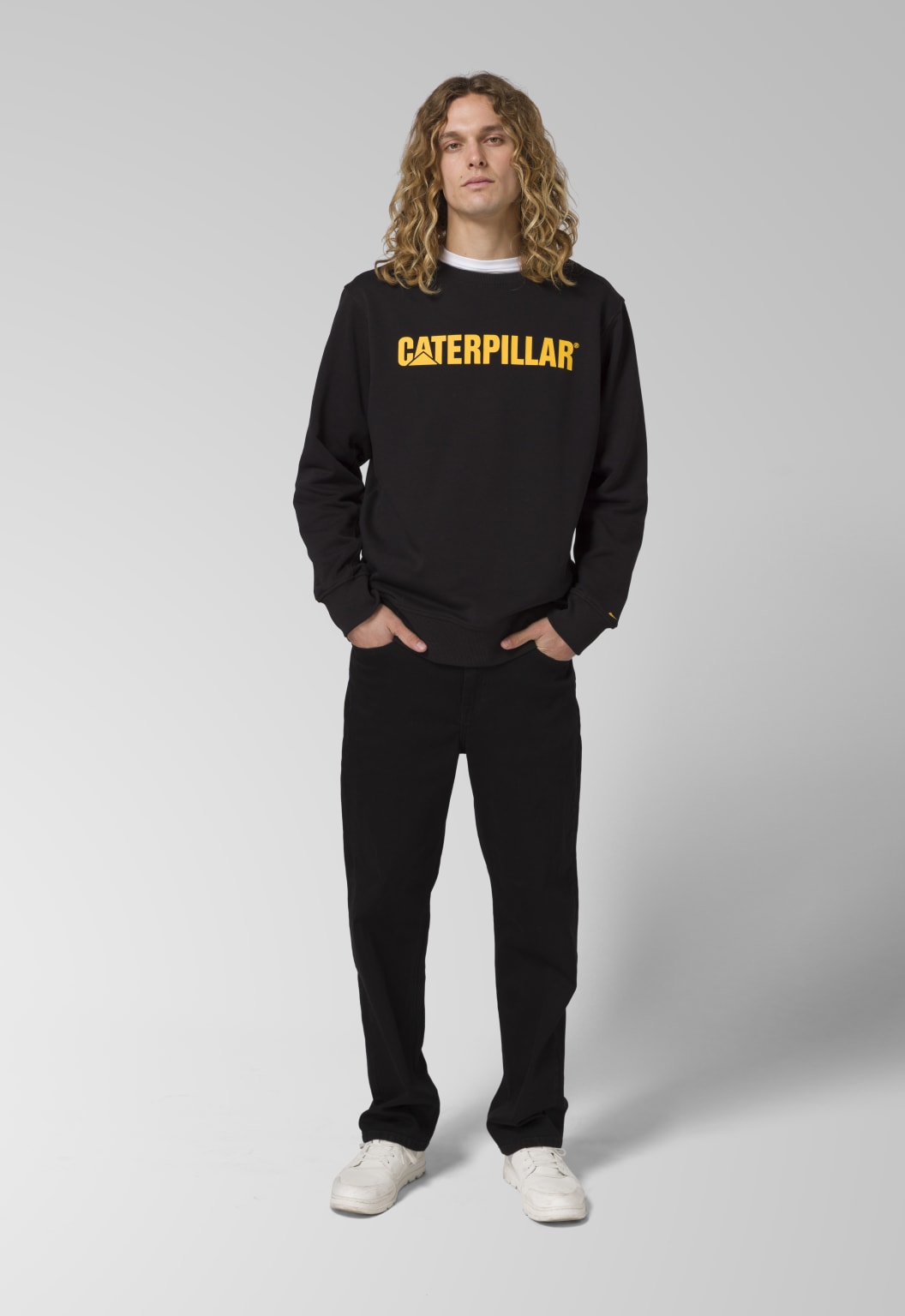 CAT Logo Crewneck Sweatshirt - Pitch Black/Yellow