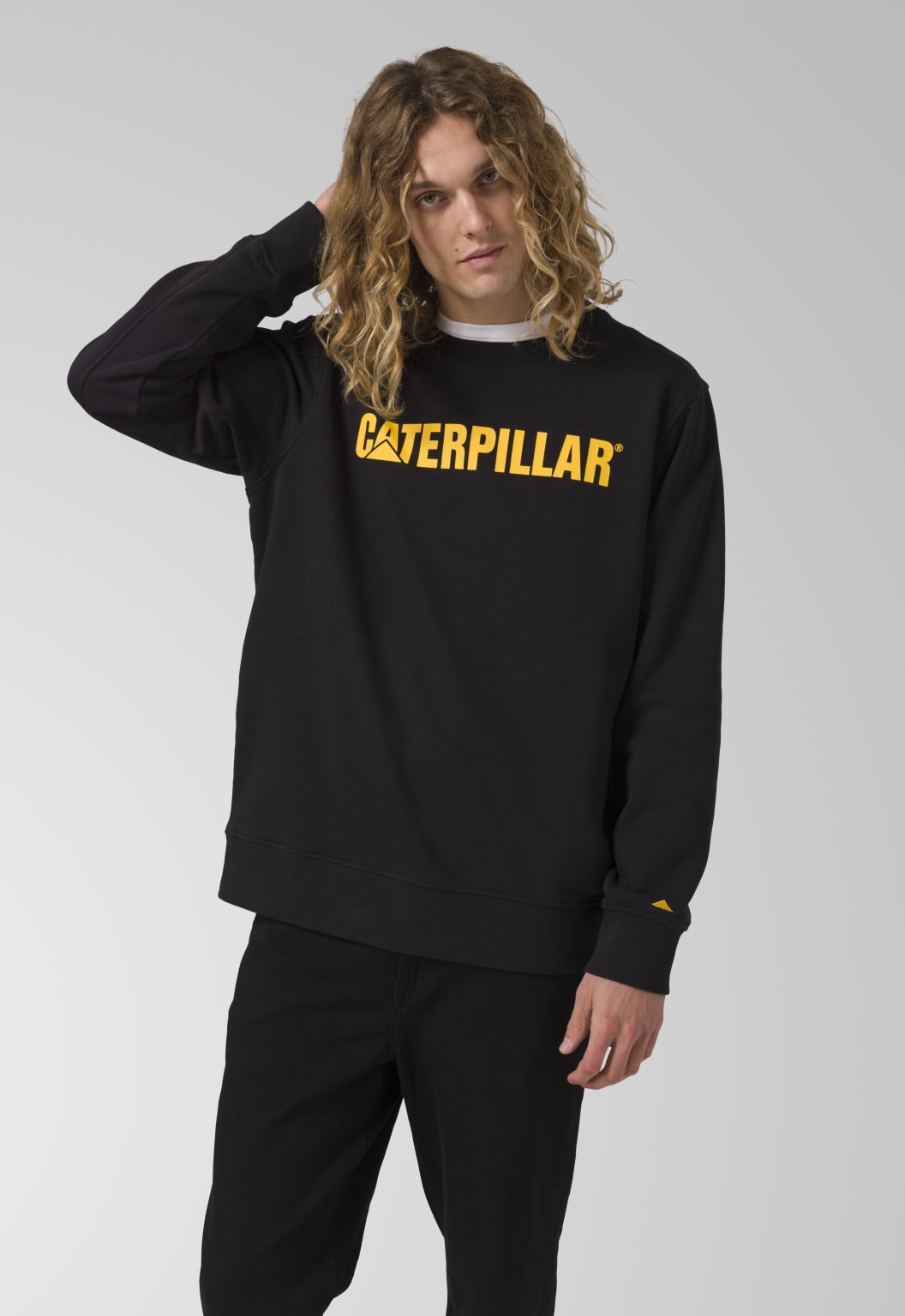 CAT Logo Crewneck Sweatshirt - Pitch Black/Yellow