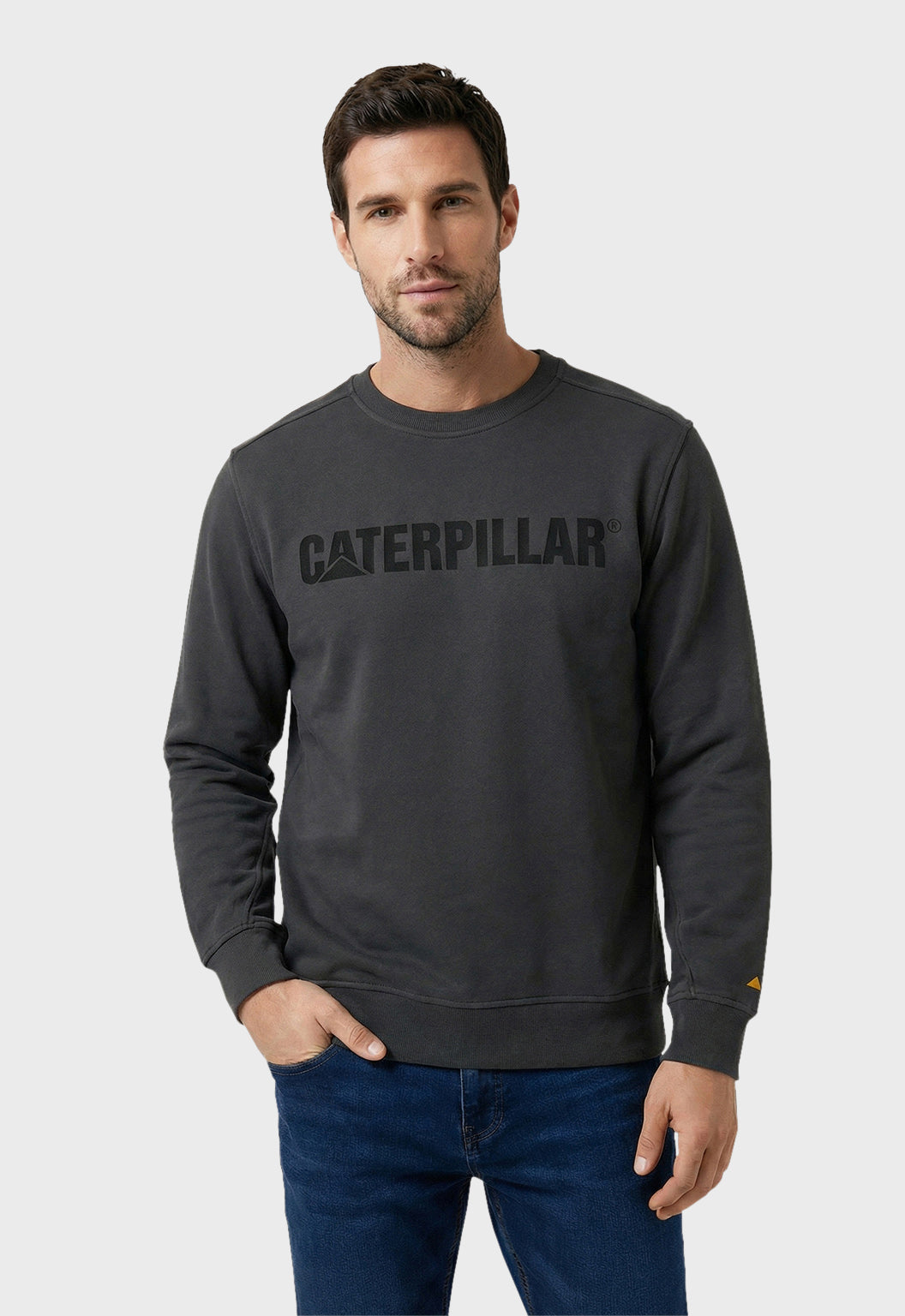CAT Logo Crewneck Sweatshirt - Washed Black/Black