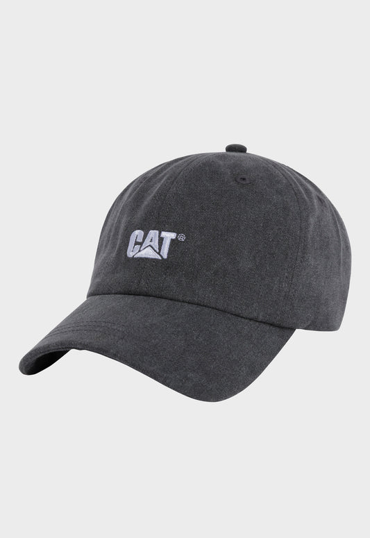 CAT 6 Panel Unstructured Logo Hat - Pitch Black/White