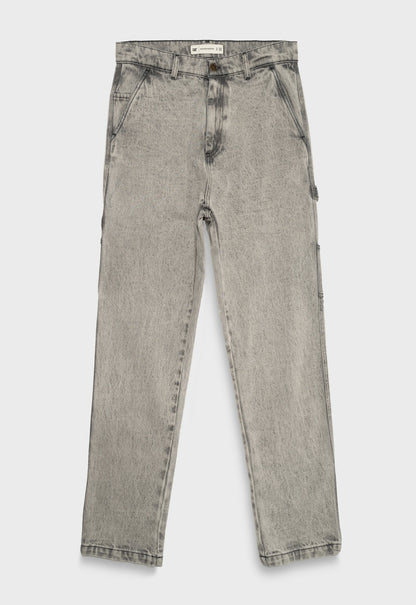 Denim Acid Wash Painter Pant - Black