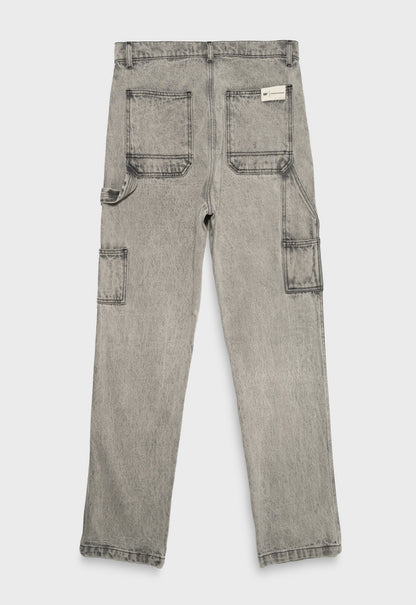 Denim Acid Wash Painter Pant - Black