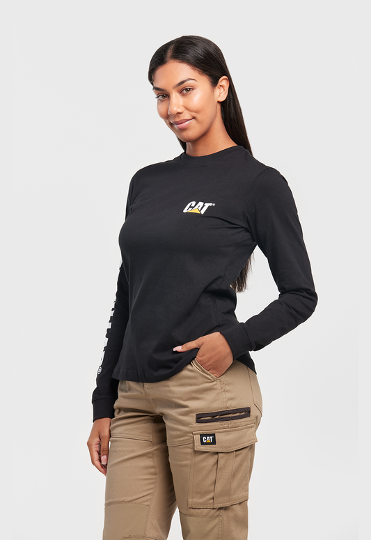 Womens LS Trademark Banner Tee